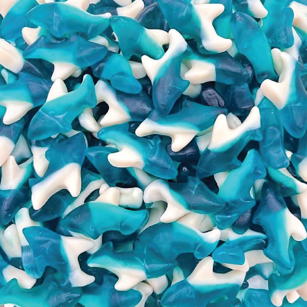 Amazon.com : Blue Sharks Gummy Candy | 1 Pound Bag | Blue Raspberry ...