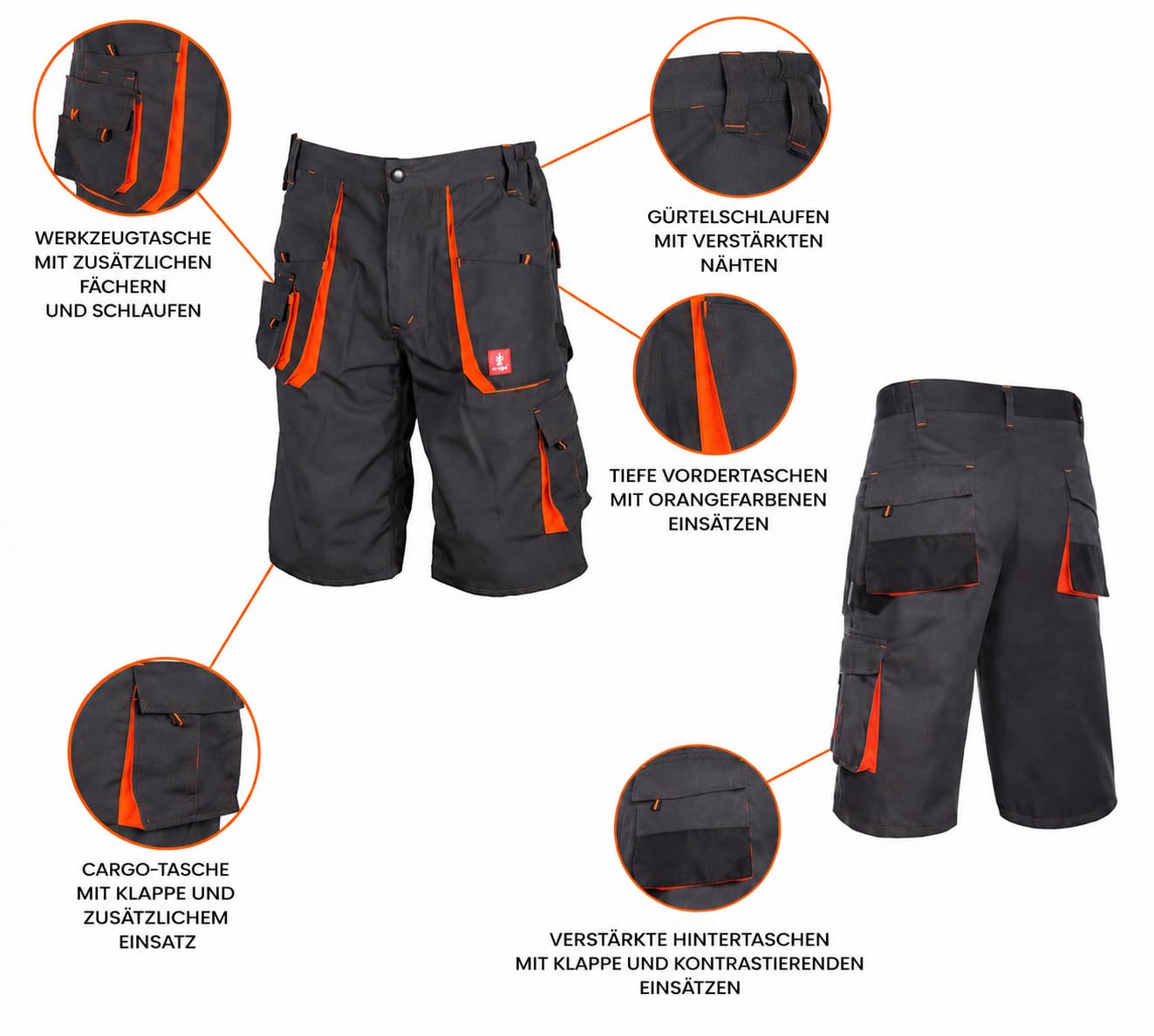 Urgent Herren-Shorts – Grau Arbeitsbekleidung Sommer