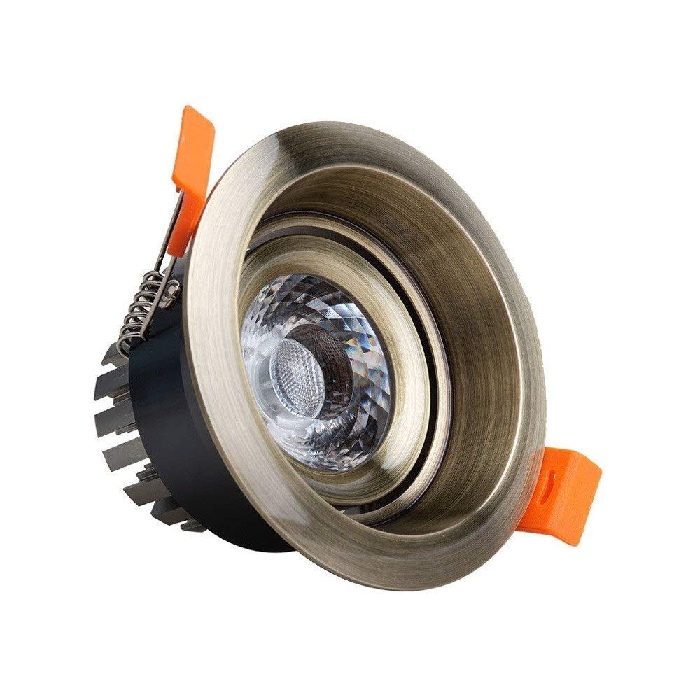 TIANQIHAO Work Light Round 3W 5W 7W Cob Downlights Rotatable Adjustable Energy Saving Led Recessed Ceiling Lampanti-Glare No Stroboscopic Aluminum Alloy Recessed Spotlight Outdoor,White Light-3w
