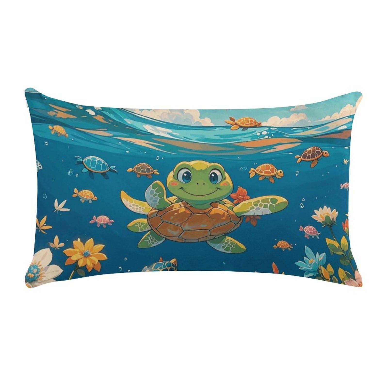 Turtle Pillow Cases for Sofa, Super Soft Plush Pillow Cover with Zipper, Luxury Cozy Pillow Shams for All Seasons, Lightweight Pillowcases for Bedroom, 12" X 20"