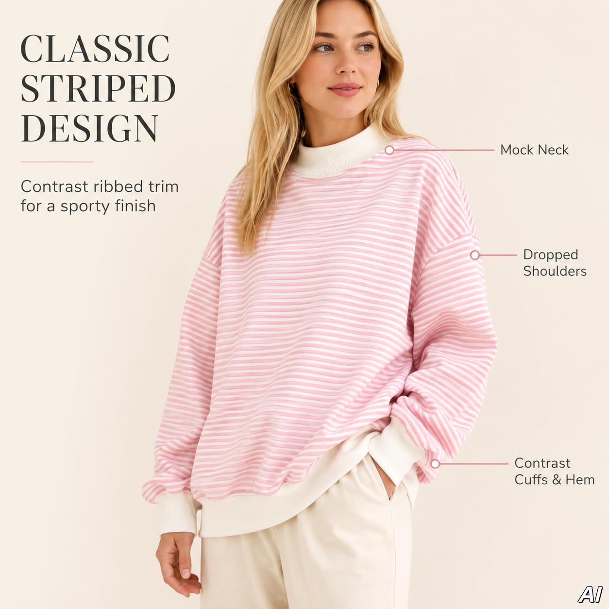 Sudadera para mujer con cuello alto