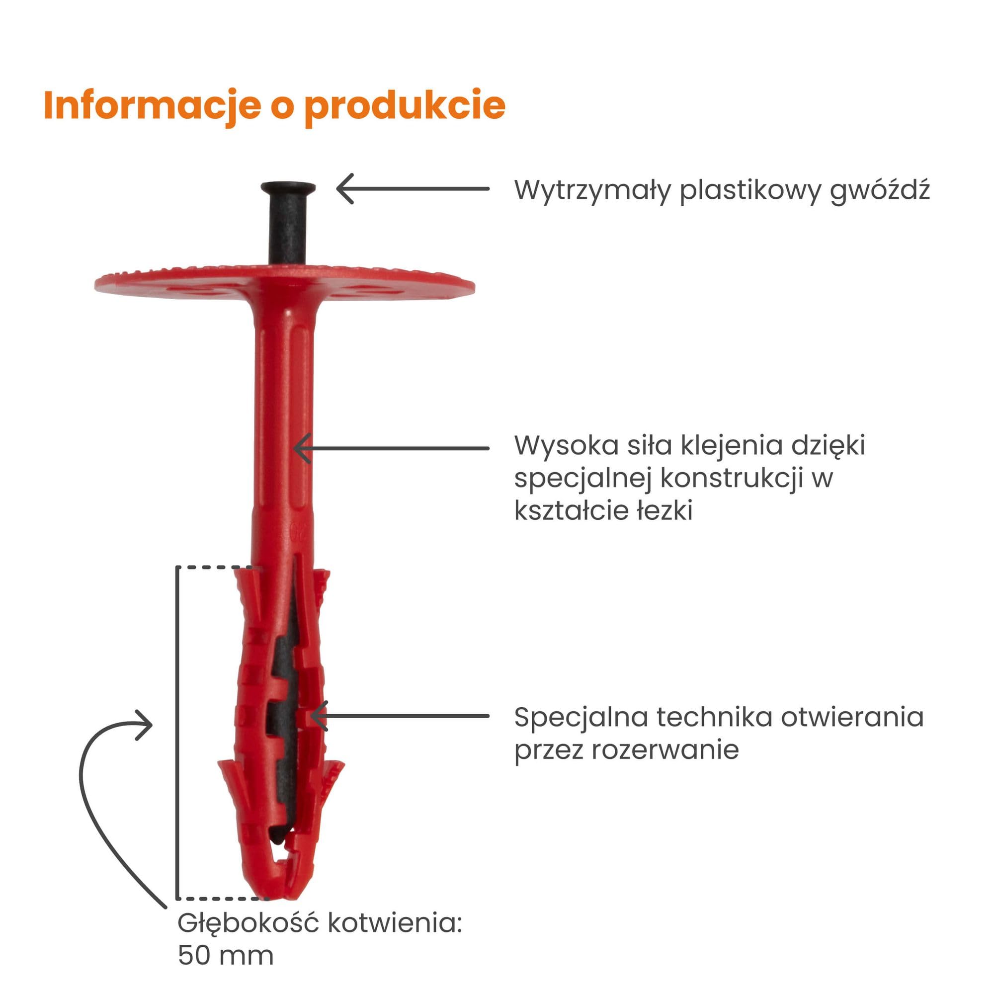 PROTEKTOR 500x Kołek izolacyjny z gwoździem z tworzywa, zestaw Ø10 x 200mm | Kołki talerzowe (z 600 podkładkami + 1 frezem) do ETICS, kołki wbijane z certyfikatem ETA