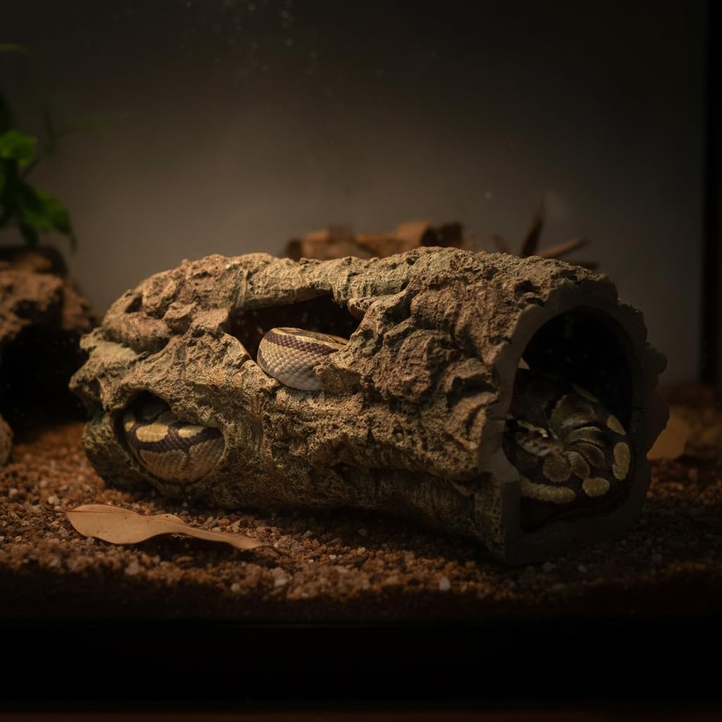 Decoración de escondite de terrario de Reptiles, decoración de Madera de Resina para Reptiles, Peces, Anfibios, Animales pequeños (Grande)