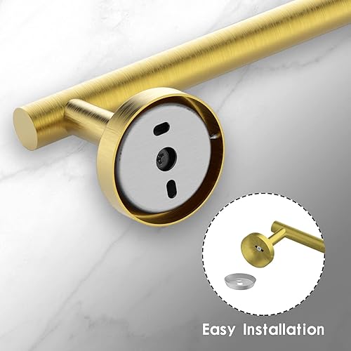 Miniatura 4 de Newfun Toallero de baño dorado cepillado de 24 pulgadas, 2 toalleros para barra de baño clásica SUS304 de acero inoxidable montado en la pared