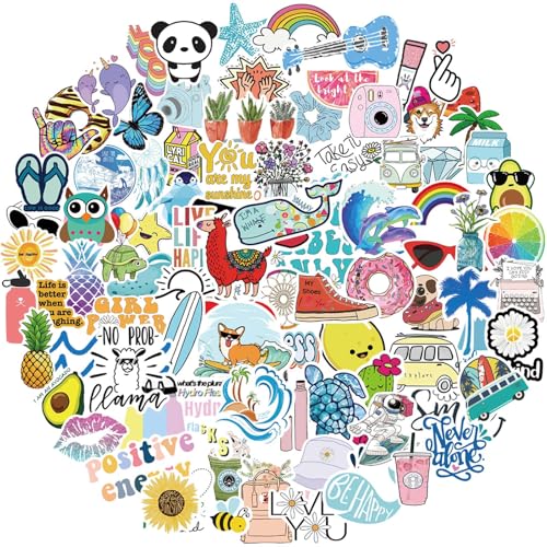 Bekayshad Stickers for Water Bottles, 100 Pack/PCS Cute Vsco Vinyl Aesthetic Waterproof Stickers for Laptop Hydroflask Computer for Teens Kids Girls