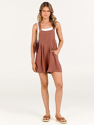 Miniatura 4 de ANRABESS Overol corto de lino suelto para mujer, ropa de viaje para vacaciones