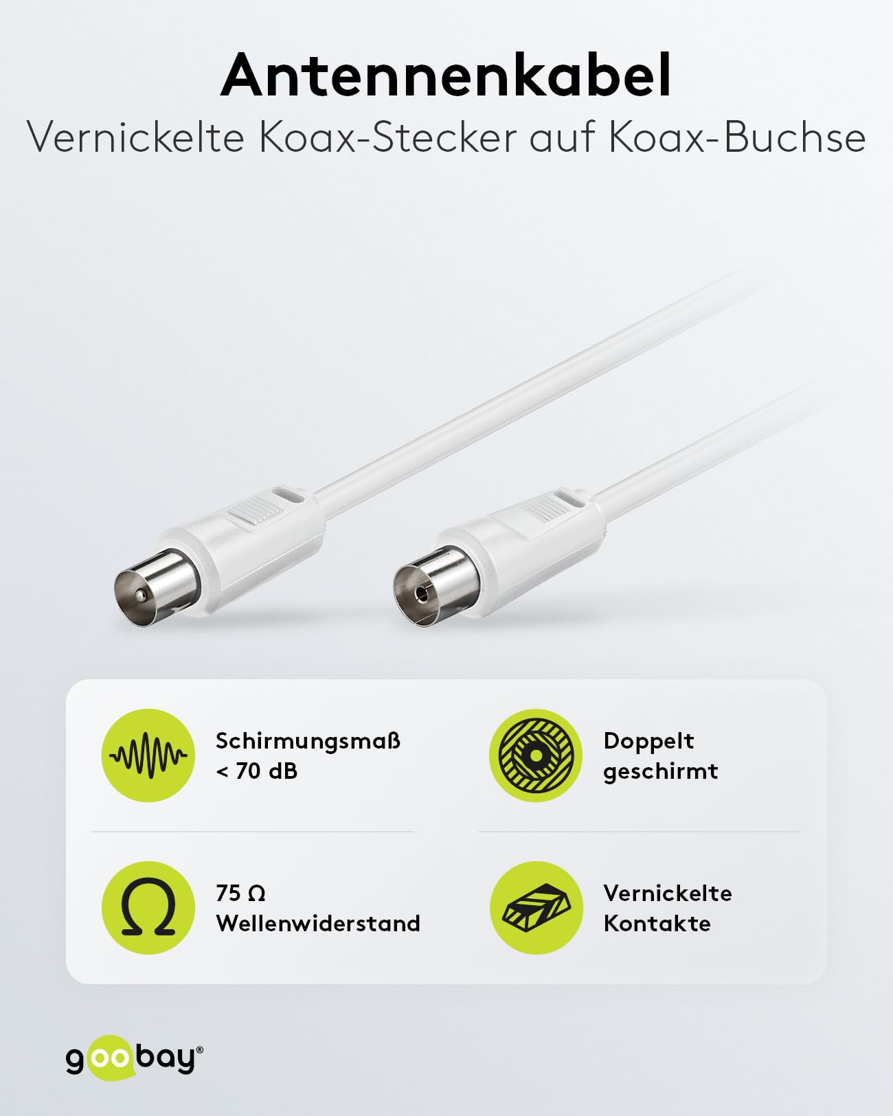 Meliconi AMP200, Amplificatore Antenna TV, Amplificatore Segnale Digitale Da Interni a 2 Vie, Alimentazione Diretta 220V, Filtro LTE & Goobay 11510 Cavo antenna (70 dB, 75 Ohm), 2x schermato