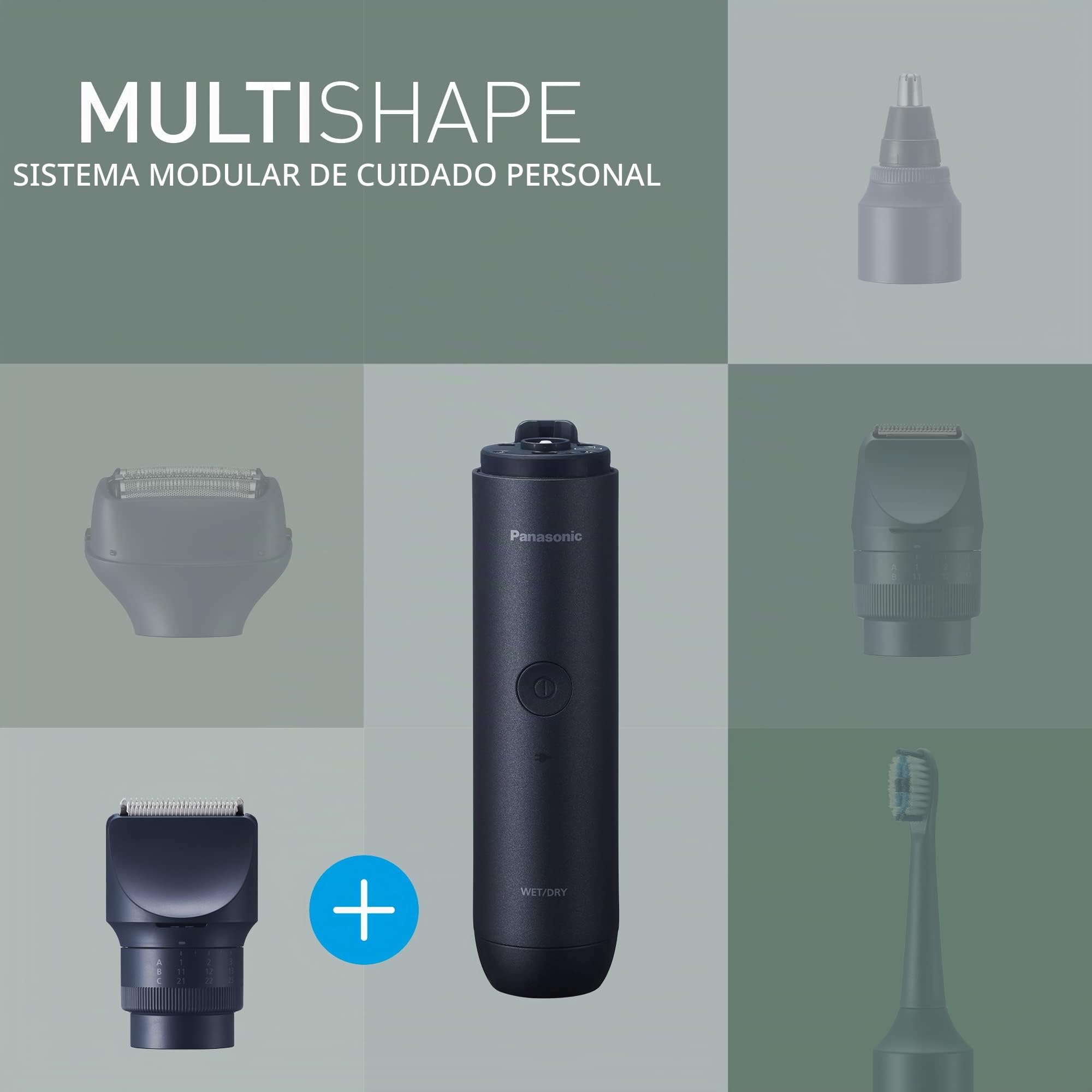 Panasonic MULTISHAPE Sistema modular de cuidado personal ER-CTW1, cortabarbas y cortapelos para hombres con batería recargable iones litio