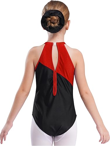 Miniatura 6 de FEESHOW Leotardos para niñas, con lentejuelas, sin mangas, para danza, gimnasia, atletismo, con banda para el cabello