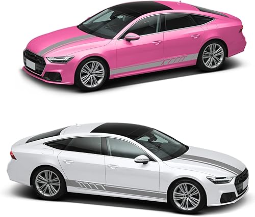 Miniatura 7 de 5 calcomanías de vinilo con diseño de rayas para el espejo retrovisor de la carrocería del automóvil, diseño de rayas de vinilo con diseño gráfico