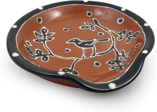 Miniatura 1 de Cuchara de cocina de cerámica de terracota de fabricación estadounidense, diseño de mirlo