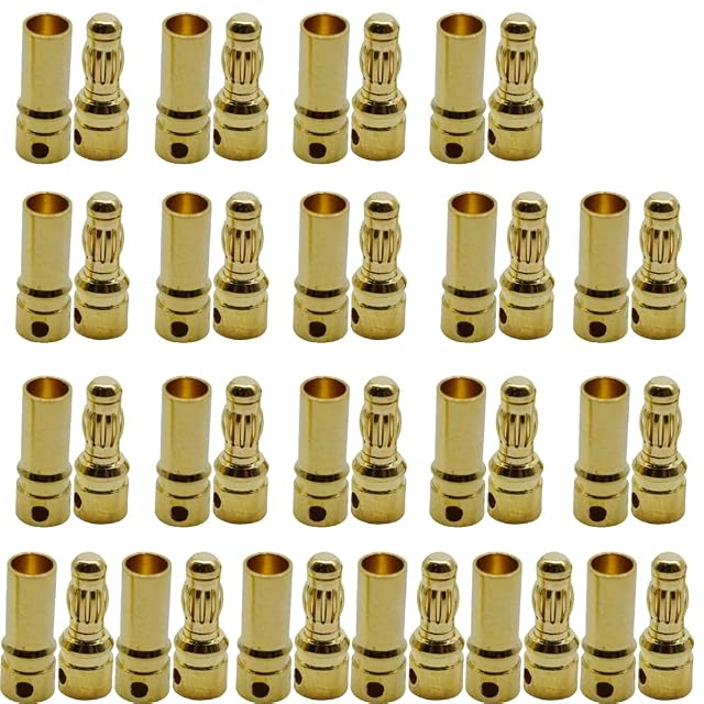 Foto 2 de 5 de Boladge 20 Pares Conector de Bala Enchufe Banana Macho Hembra 3.5mm Chapado en Oro para Motor ESC Batería lipo