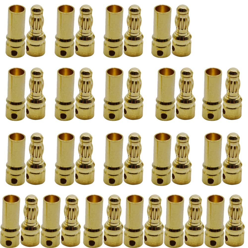 20 Paires Connecteur de Balle de Fiche Banane Mâle Femelle Prise 3.5mm Plaqué Or pour Batterie Moteur Lipo ESC