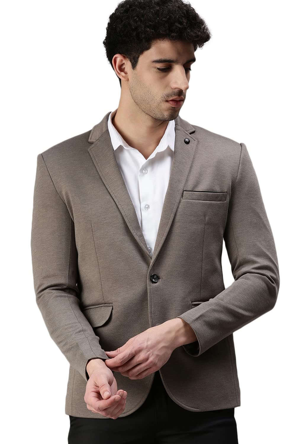 showoffff Men's Cotton Blend Solid Blazers_LBR5500_Grey_M-picture-10