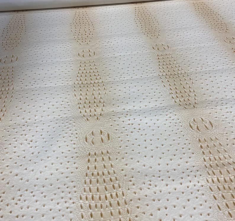 54" Wide Ostrich Crocodile Embossed Faux Leather Vinyl | Furniture Automotive Upholstery Fashion Accessories | Sold by The Yard (ORANGE)