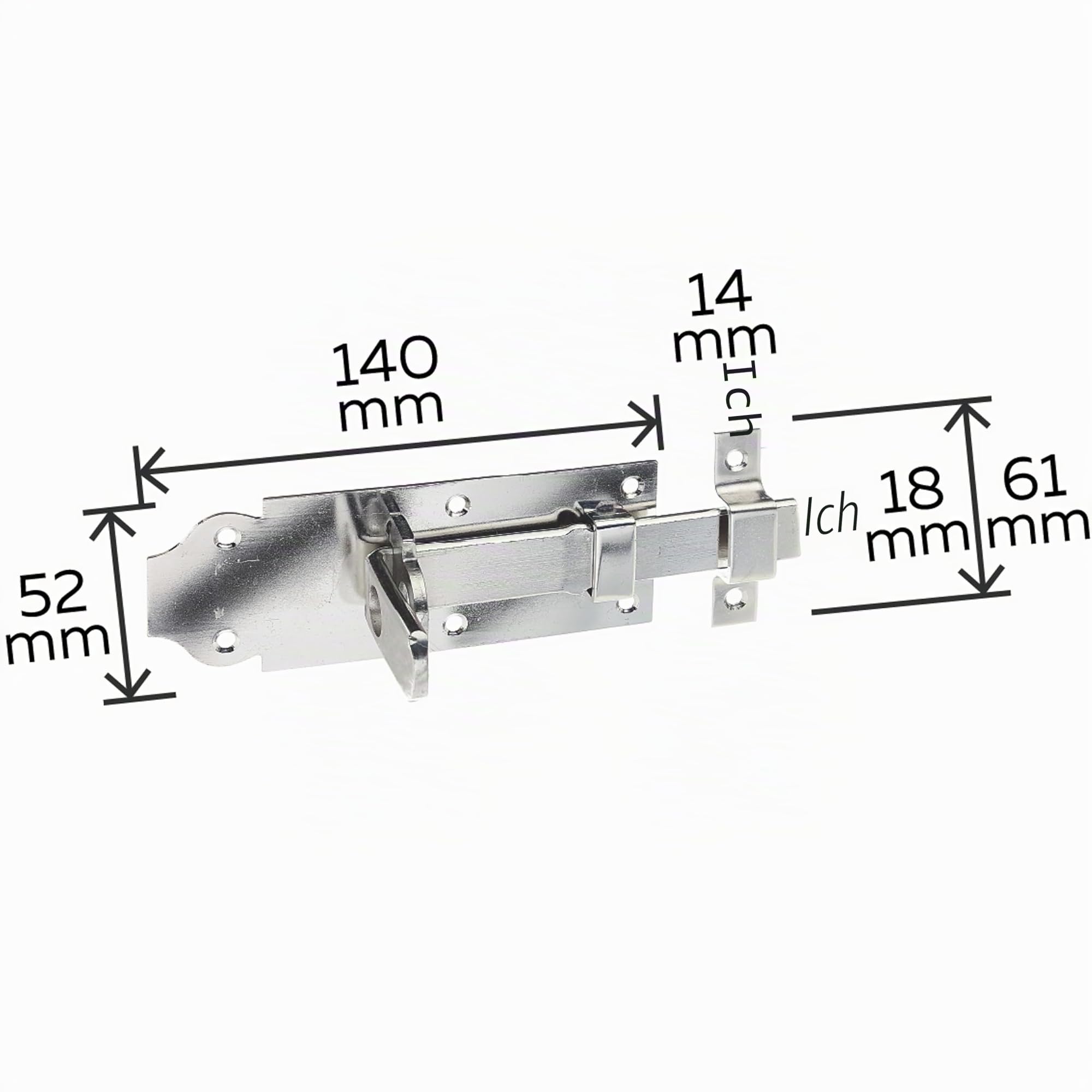Alberts 116927 Schlossriegel | gerade, mit flachem Griff und befestigter Schlaufe | Edelstahl | Platte 140 x 52 mm