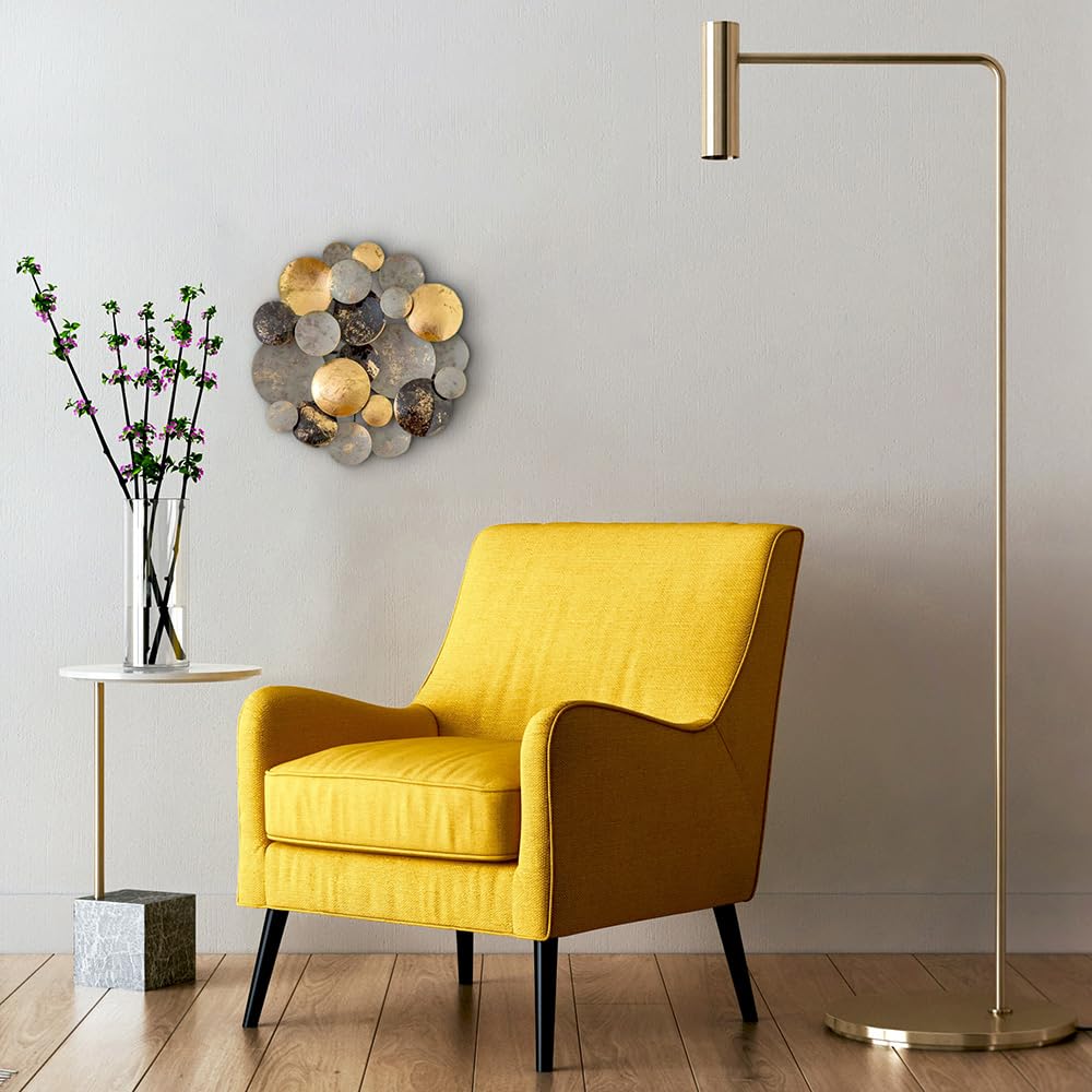ZEYA Wanddeko Metall Ø30 cm, 3D Wandornament rund, Wandskulptur Metall Gold Schwarz Grau, edles Wohnaccessoire & Deko für neues Zuhause