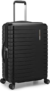 Archer Polycarbonate Hardside Spinner Luggage Set, Tie Down Straps, Black, Checked 25-Inch