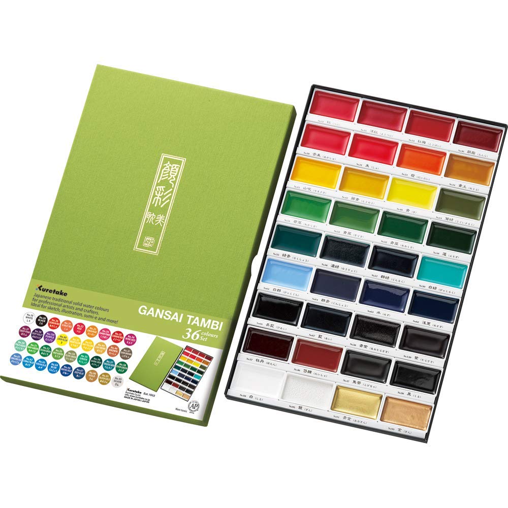 Zig Kuretake Gansai Tambi 36 Color Set-Assorted Colores, Otros, Multicolor