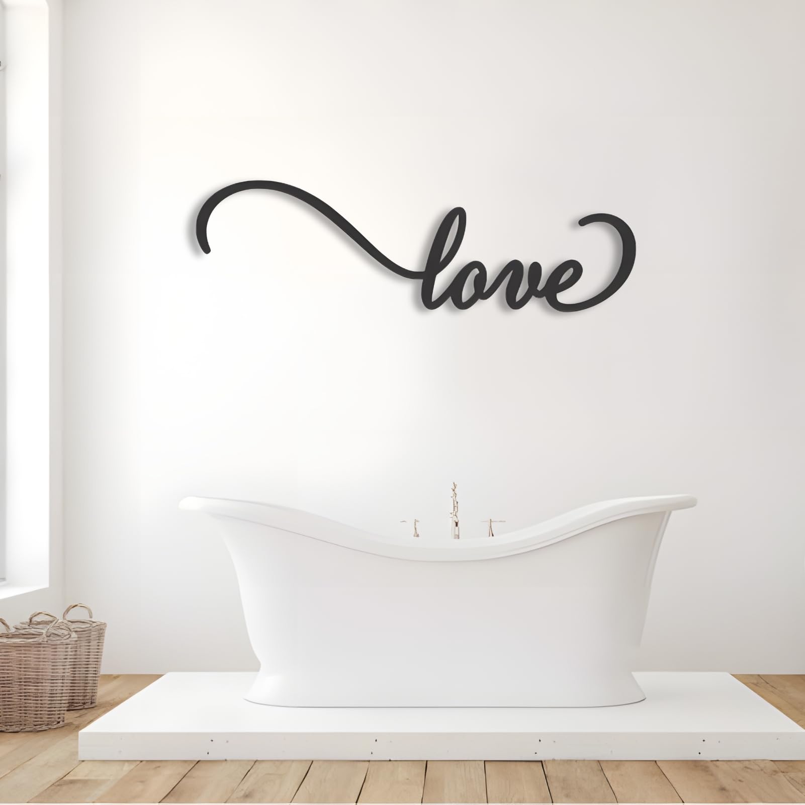 Grande Decorazione murale Astratta in Metallo con la Scritta Love, Ideale per Soggiorno e Camera da Letto, Disponibile in Diverse Misure (20x6, 24x7, 35x11 Pollici) (60x18 cm)