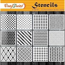 CrafTreat Reusable 12-Piece Geometric Stencils for Painting 6x6, DIY Stencils for Wall & Furniture