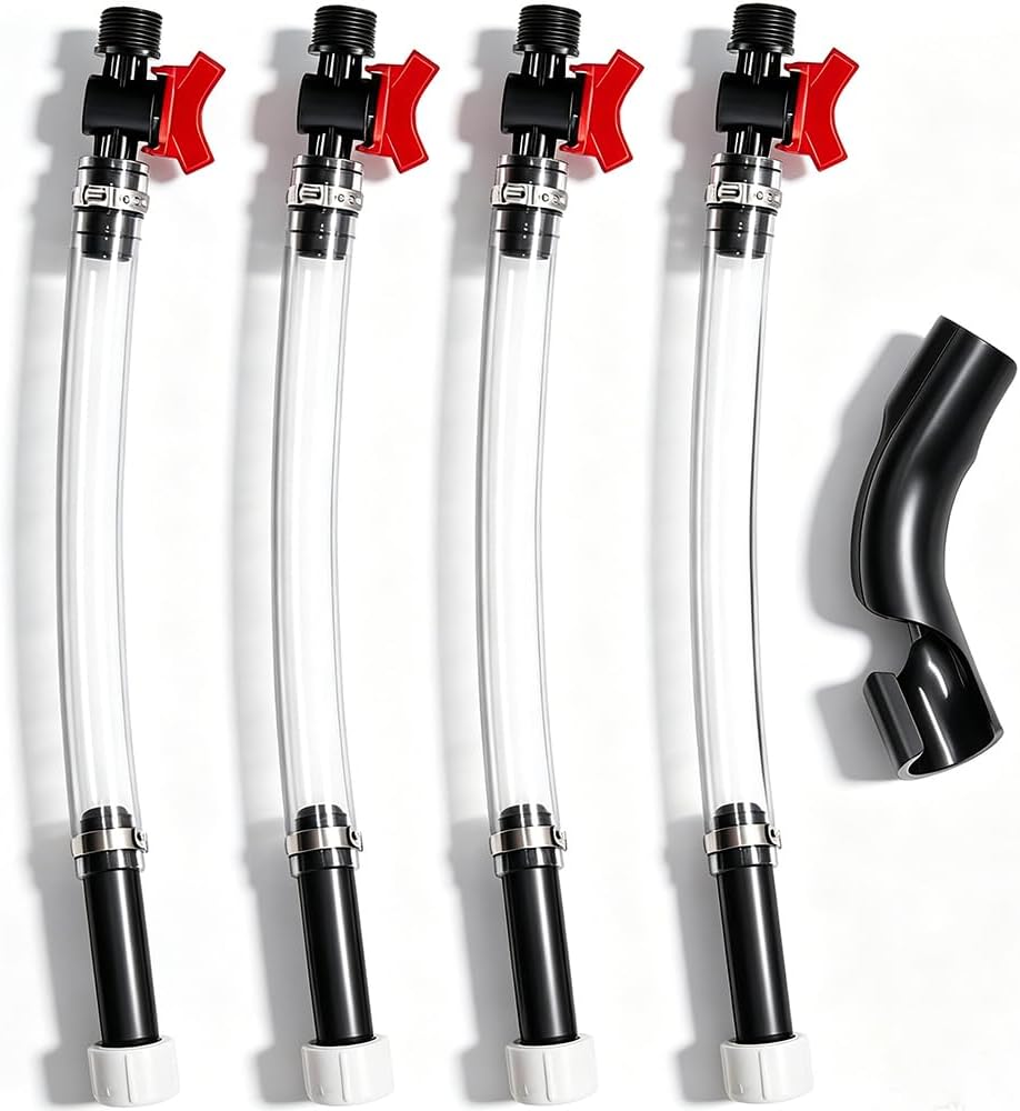 Taiss 4PCS Racing Fuel Jug Hose with Ball Valve & 2 Benders,14 Inch Fuel Filler Hose for LC2 Jugs Gas Can Spout Replacement Gas Tank Filler hose Suitable for 5.5 Gallon Vp Jugs