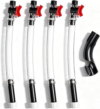 Taiss 4PCS Racing Fuel Jug Hose with Ball Valve & 2 Benders,14 Inch Fuel Filler Hose for LC2 Jugs Gas Can Spout Replacement Gas Tank Filler hose Suitable for 5.5 Gallon Vp Jugs