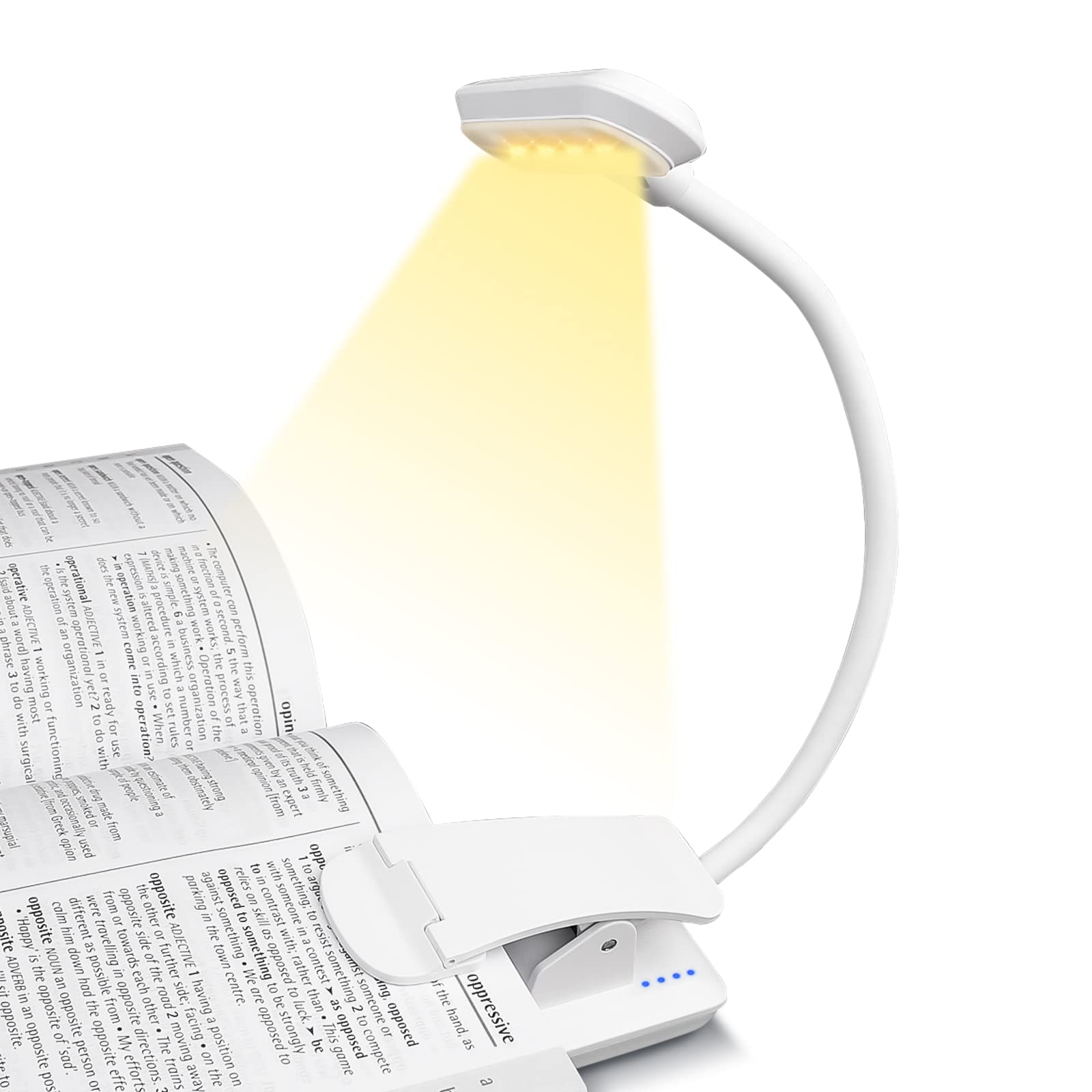 ZZWS Book Light for Reading, Rechargeable Clip on Reading Light for Bed at Night, Adjustable Brightness Reading Book Light, 9 LED with 3 Color Mode Eye Protection USB Reading Lamp for Students(White)