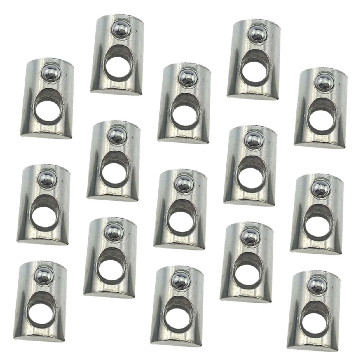 KICHOUSE 100pcs Carbon Steel Roll-in Spring T Slot Nuts with Ball for Aluminum Extrusion Profile, Nickel-Plated, Compatible with European Standard T-Type M5, Industrial Fasteners