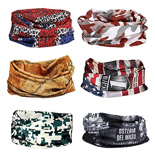 Bundle Monster 6pc Seamless Style Bandanna Headwear Scarf Wrap - Mixed Sets