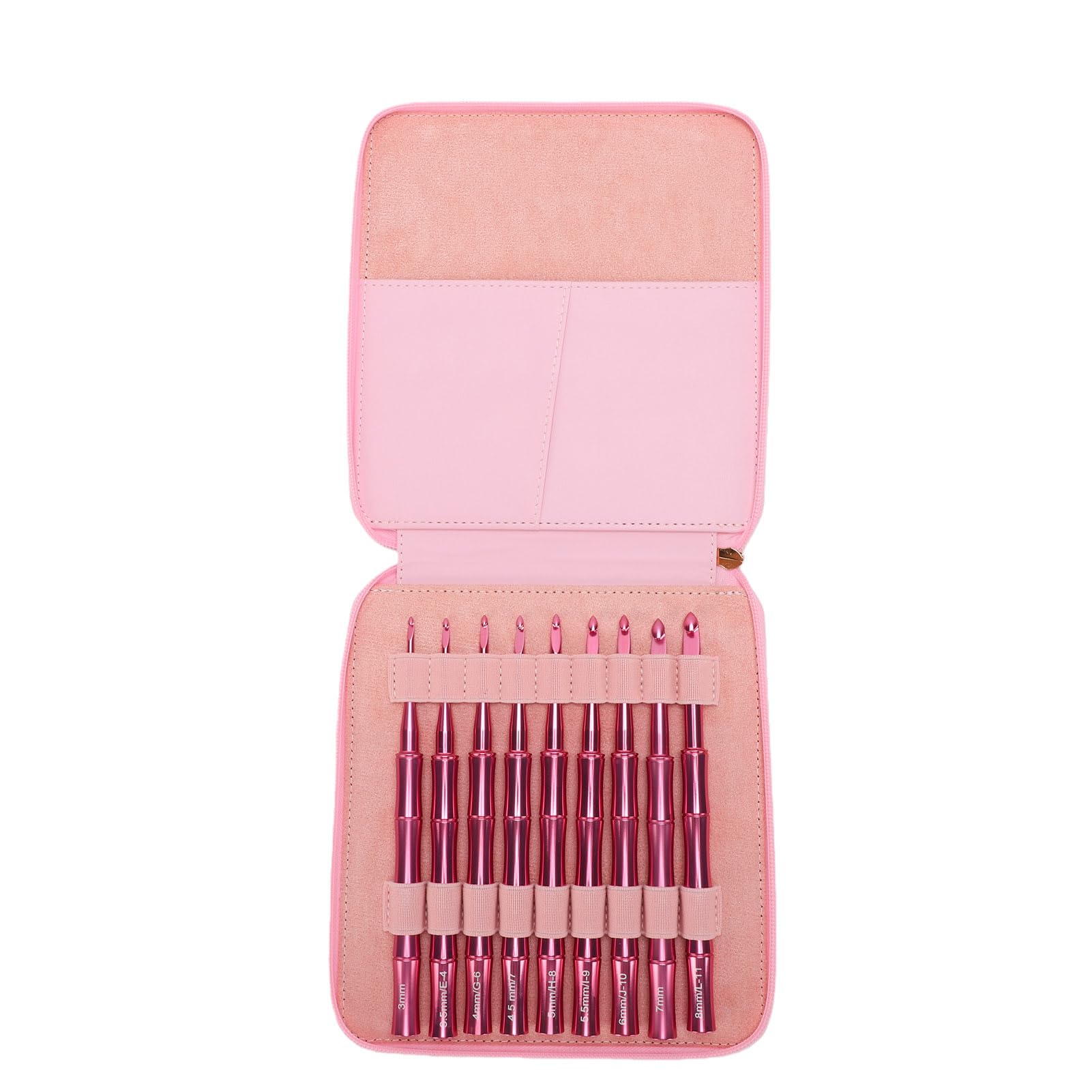 Aluminum Crochet Hooks 9Pcs Set with Ergonomic Handles and Storage Bag
