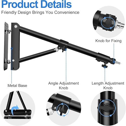 Miniatura 5 de EMART Brazo triangular de montaje en pared, soporte de rotación flexible de 180, longitud máxima 70.9 pulgadas70.9 in, ahorra espacio, iluminación