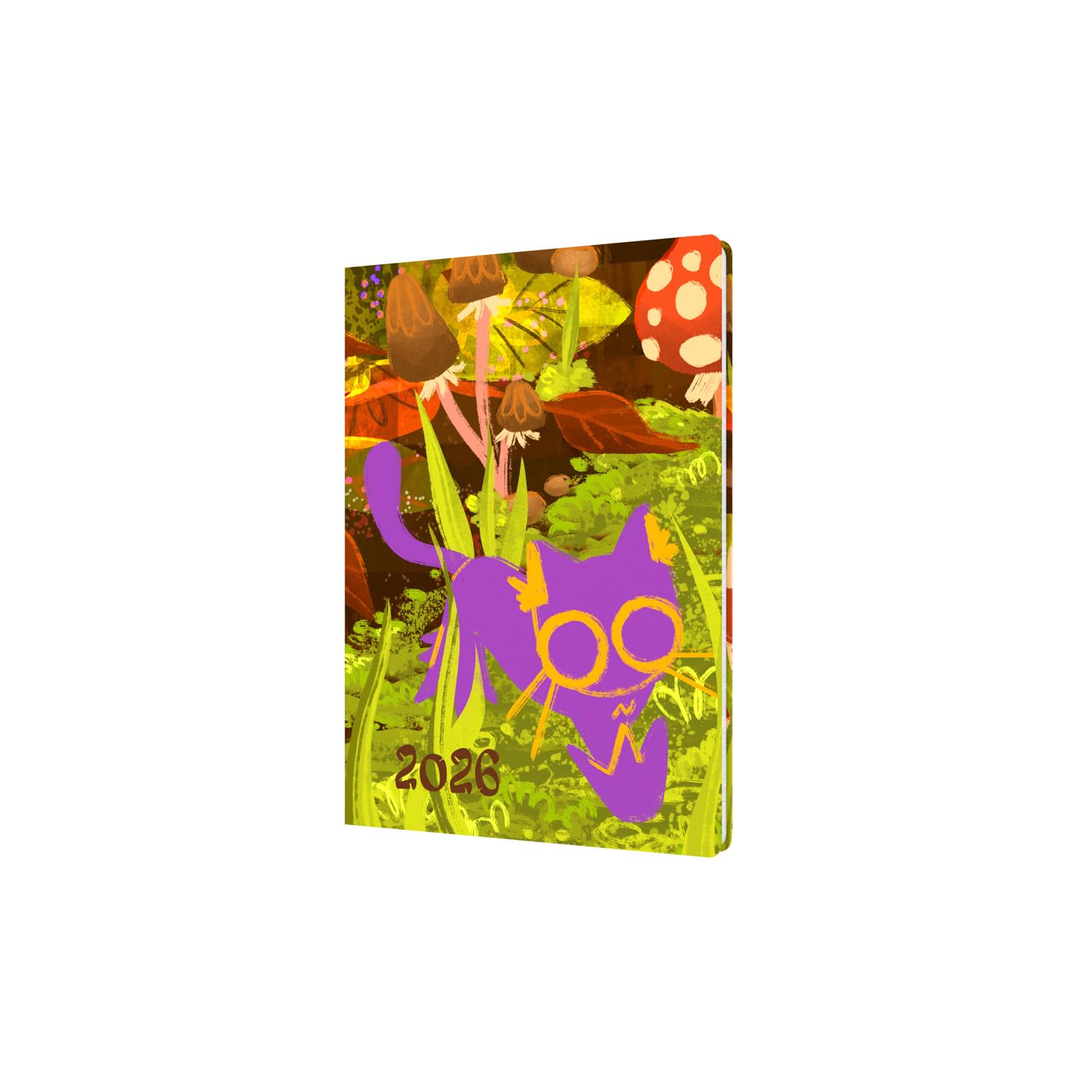 Collins - Bella Ramsay Cat - 2026 12 Month Calendar Year Planner, Week-To-View Diary, A5 Hard Cover - Mushroom (E-CA153.MC-26)