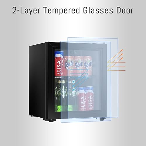 Miniatura 4 de Refrigerador de bebidas, 1.3 pies cúbicos, mini refrigerador con puerta de vidrio para cerveza de soda, enfriador de bebidas independiente para