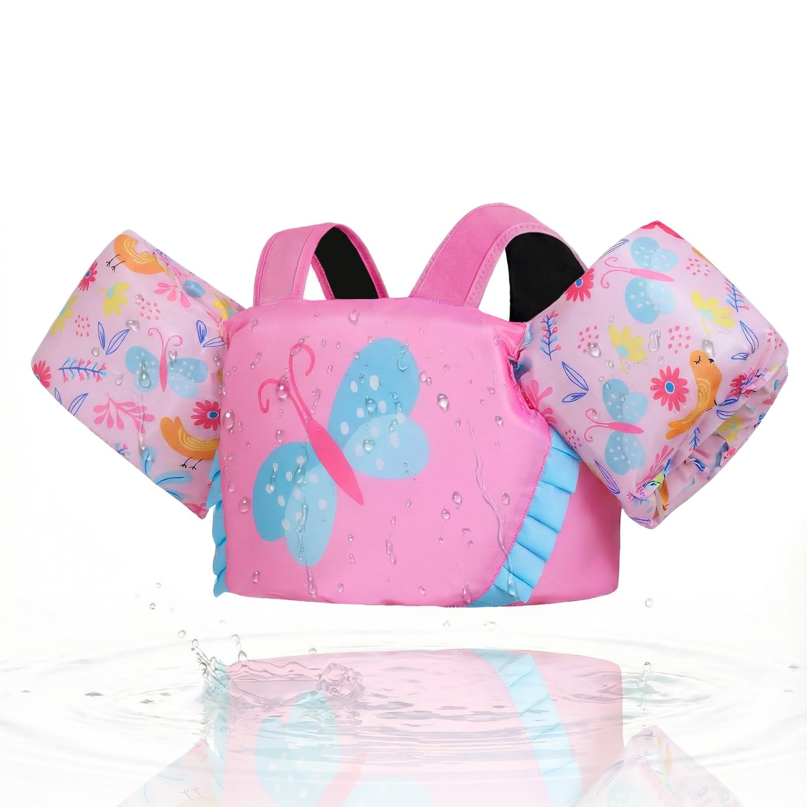 Gogokids Toddler Swimming Float Vest, Arm Bands Kids Swim Vest with Shoulder Harness Baby Floats Swimming Training Jacket for 1-6 Years / 11-30 kg Boys Girls Perfect for Pool, Learn to Swim and Beach
