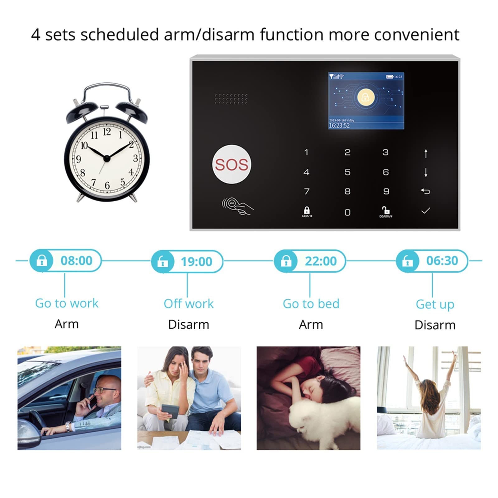 Tuya Wireless Home GSM Seguridad en el hogar con sensor detector de movimiento alarma antirrobo Para casa y garaje(W7B1)