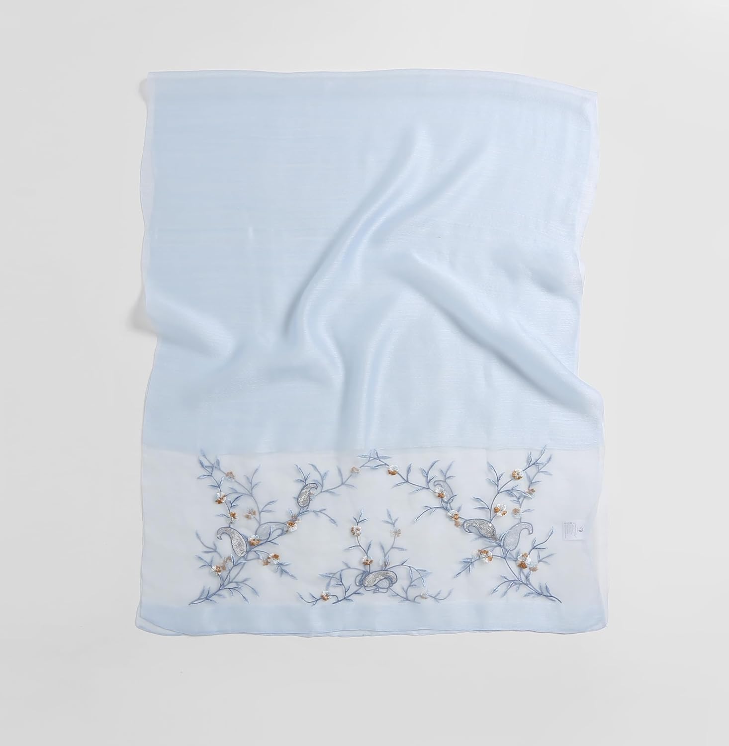 Jeelow Silk Wool Floral Fashion Scarf Shawl Wrap Lightweight Sheer For Women Floral Embroidery Wedding Party Prom - Image 6