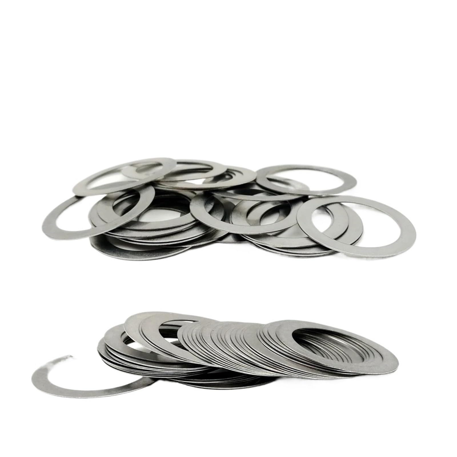 Arandelas planas de acero inoxidable, cuña de ajuste y arandelas planas DIN988 de acero inoxidable SUS304, paquete de 1710 tamaños múltiples(50Pcs M15x24x0.1)