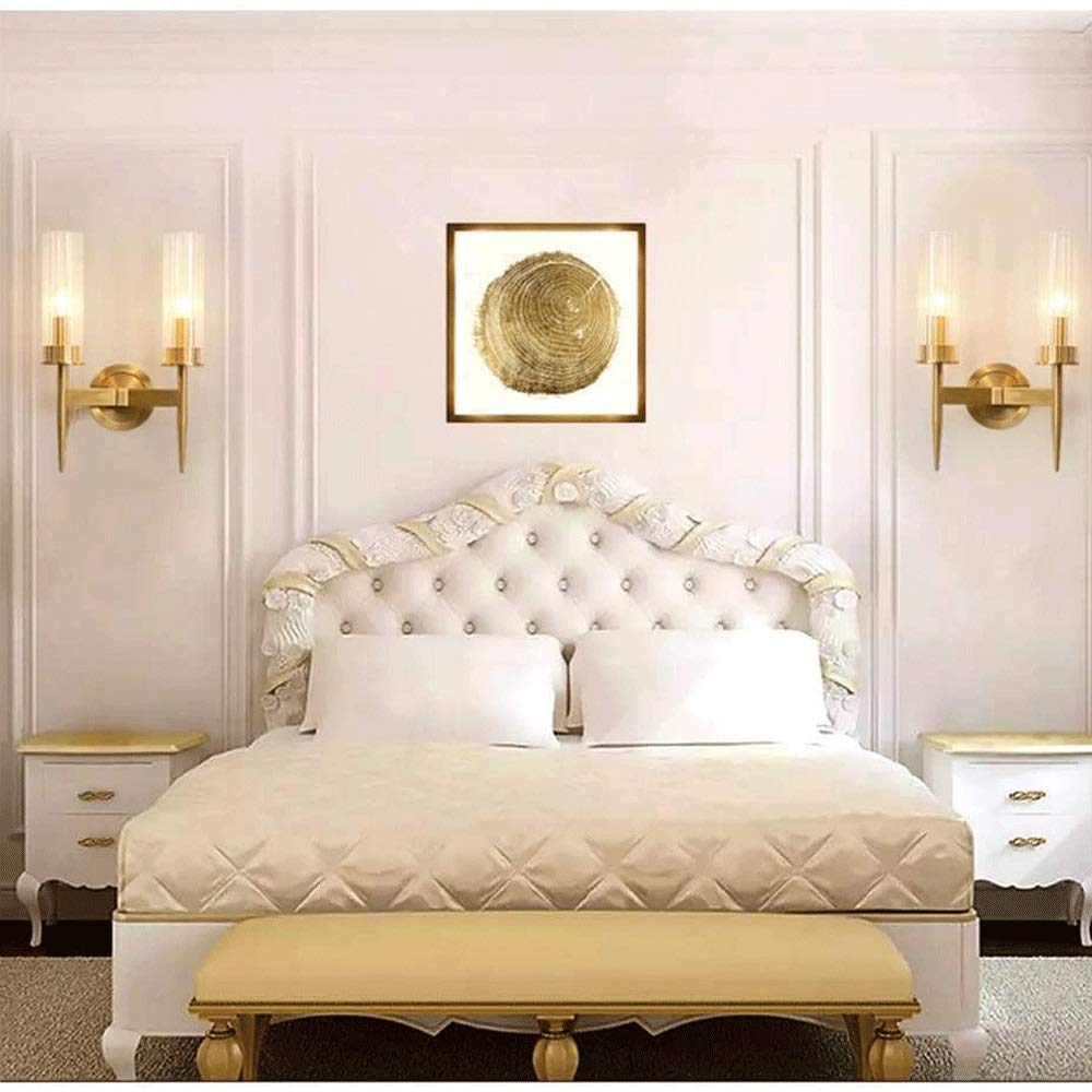 Lampada da parete moderna a 2 teste, contemporanea - Basi for luci applique, Paralume in vetro Staffa con finitura in ottone metallico Apparecchio di illuminazione Art Déco