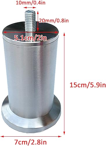 Vista 11 de Patas ajustables para muebles de barra roscada M10, patas de cama de acero inoxidable cepillado, patas de mesa de vidrio, patas de repuesto