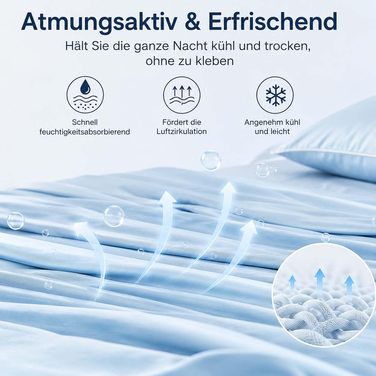 Anfaru Selbstkühlende Bettdecke Kaltseide 150x200 cm Blau Leicht Atmungsaktiv