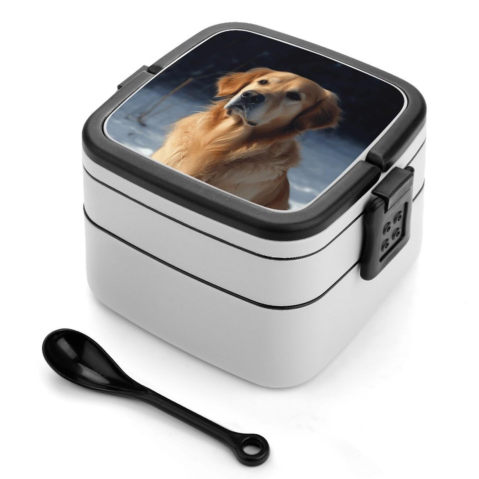 VstaDank Golden Retriever Bento Box Portable Adult Lunch Box with 2 Layer&Spoon Reusable Insulated Lunchbox Large Food Containers Leak Proof Lunch Containers for Work Camping Meal Prep