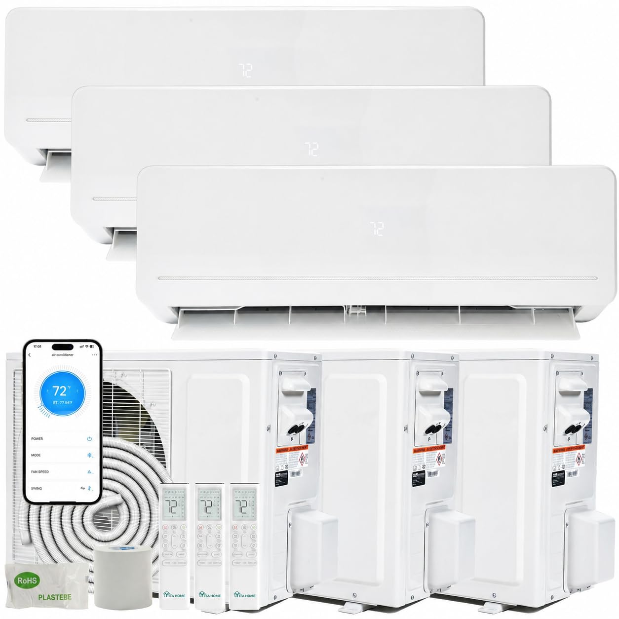 YITAHOME 36000 BTU Mini Split AC/Heating System 20 SEER2 12000 BTU *3 Set