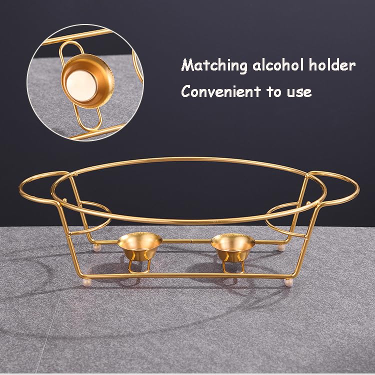 Ensemble de buffet réchaud de restauration en acier inoxydable doré avec plateau isolant - 5