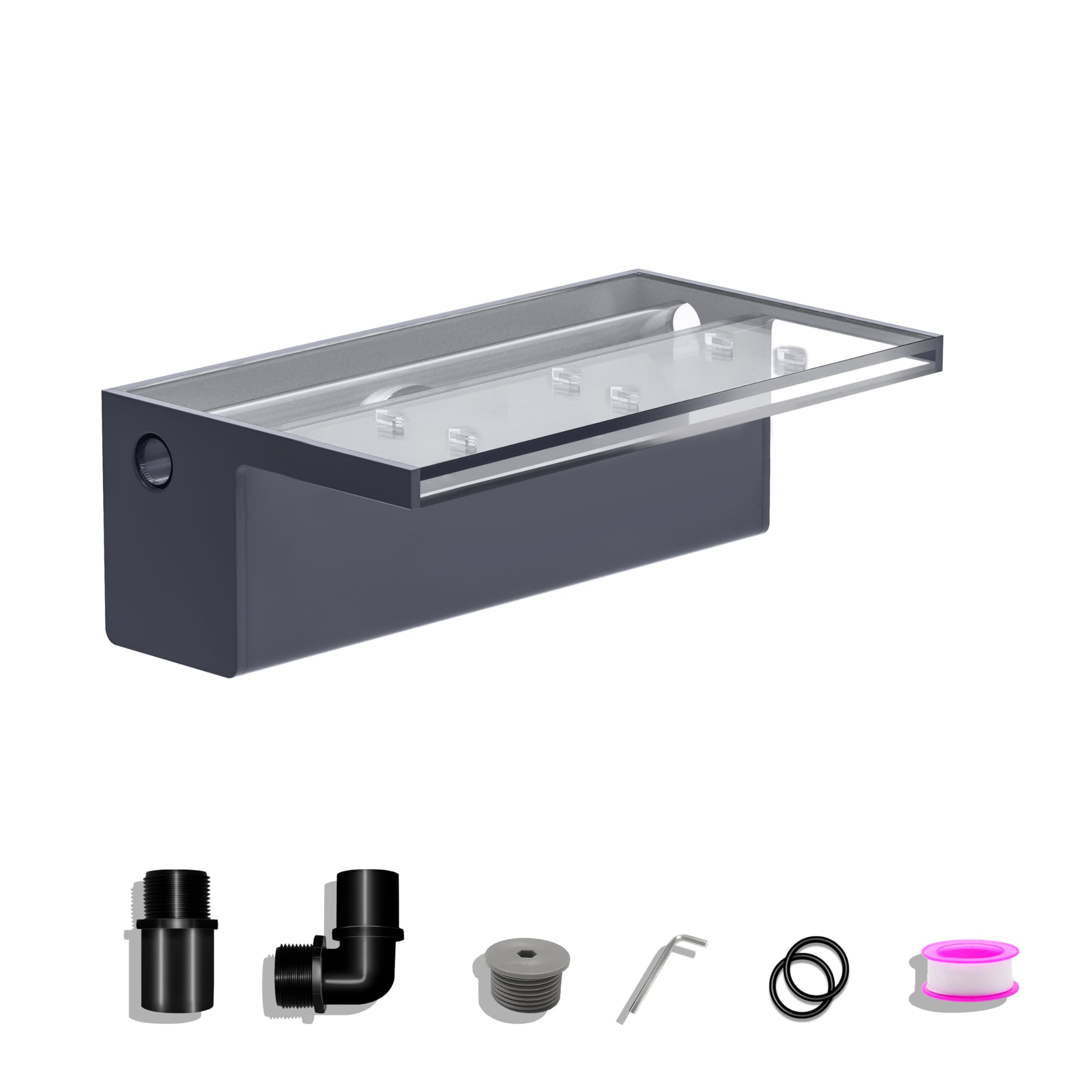 LONGRUNNEW Pond Waterfall Blade Kit, 30cm Acrylic Pool Fountain with Accessories, Width 15cm Spillway Water Feature Waterfall Cascade for Garden Patio Pond Decoration