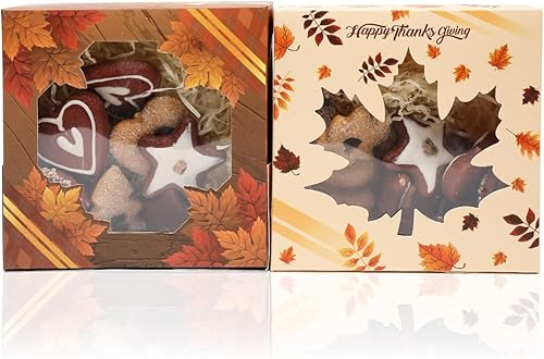 Miniatura 4 de qiqee Caja de panadería de Acción de Gracias con ventana, 36 paquetes de 6 x 6 x 3 pulgadas, cajas de galletas de hojas doradas para el día de