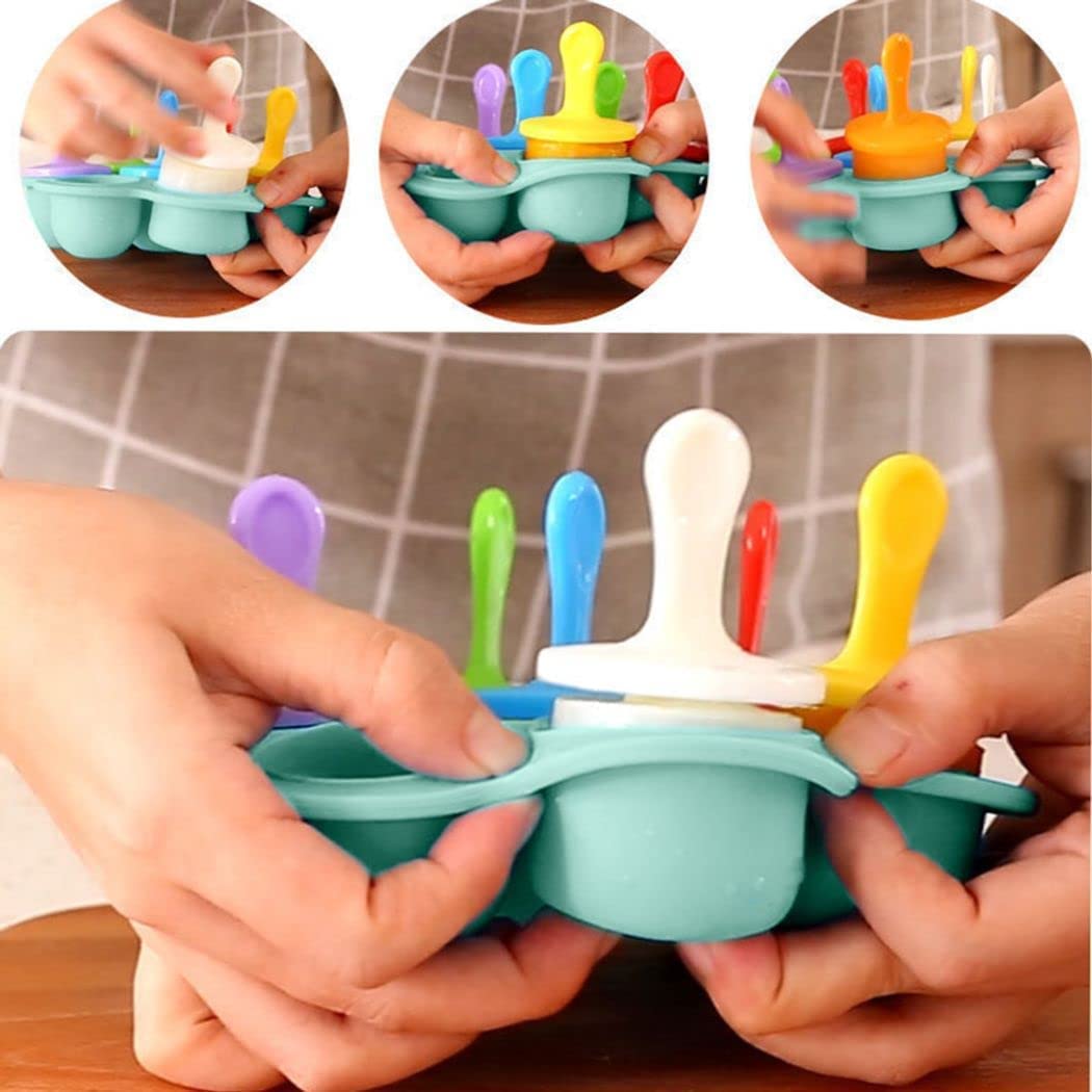Molde para Helados de Silicona, Moldes para Polos Reutilizables, Mini Moldes para Paletas, Moldes de Hielo Caseros con Palitos y Tapas de Colores, Verde