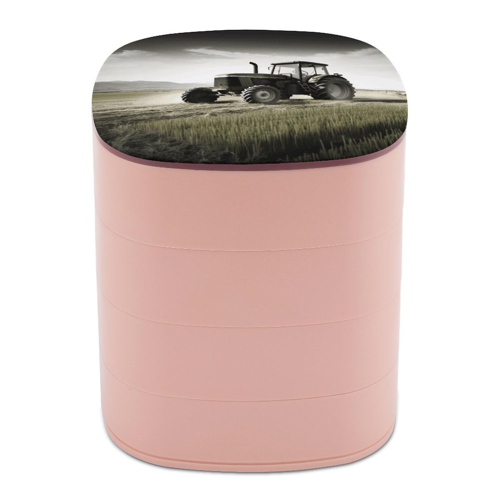 VstaDank 360° Rotating Tractor Agriculture Tranquil Jewelry Box, Multi-Layer Large Capacity Jewelry Organizer for Earrings Necklaces Rings, Dustproof Desktop Storage Case for Women