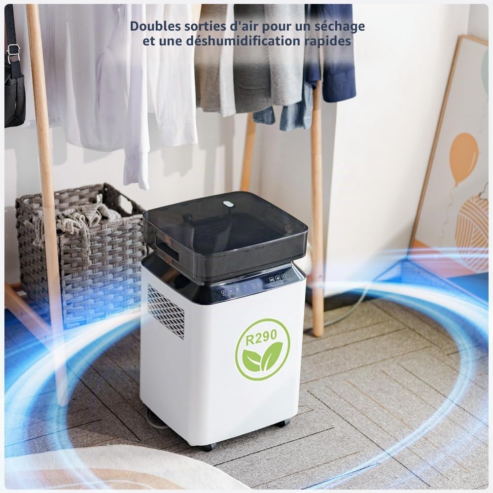 Kalopsia Déshumidificateur d’Air Électrique Professionnel: 80L/Jour Grande Capacité 170m² Pompe de Relevage Tuyau Drainage Continu Silencieux Pour Cave/Maison/Salle de Bain/Garage/Buanderie/Chambre