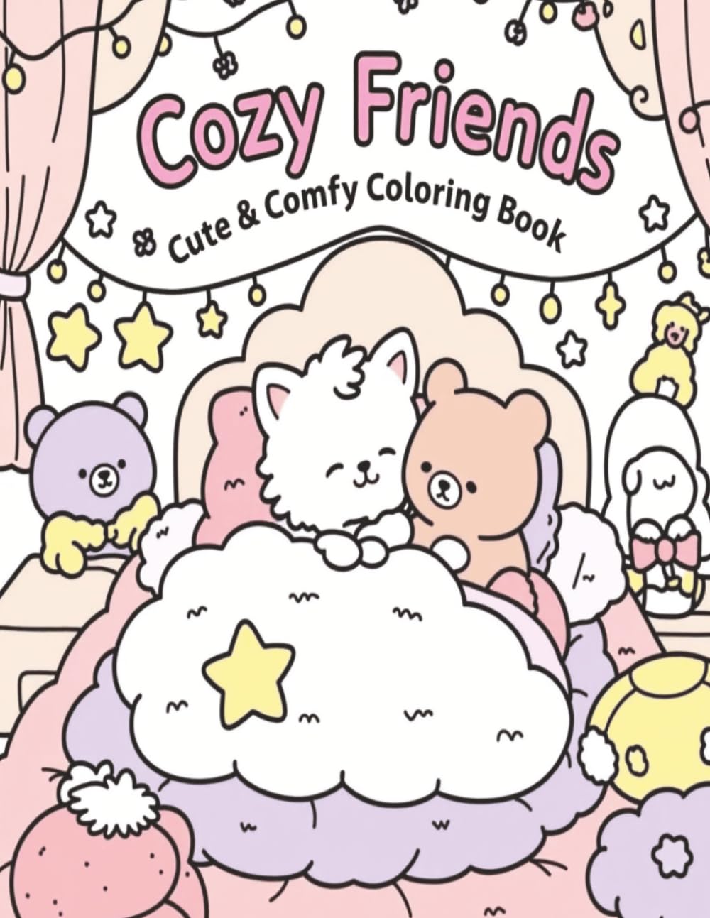 Cozy Friends Cute & Comfy: Bold and Easy Coloring Book